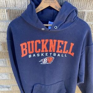 Bucknell Bisons Men's Large Champion Hoodie (No Drawstring) Basketball Dark Navy
